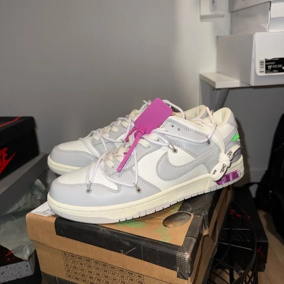 Nike Off-White Sneakers with Purple Tag